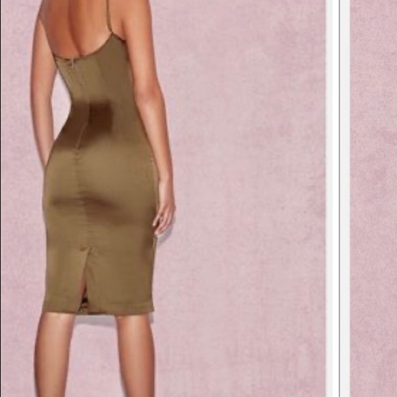 House of CB satin Mischa midi dress in Khaki size M - Picture 6 of 6